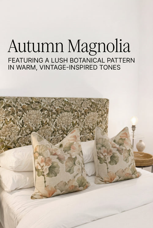 Floral headboard and floral pillows