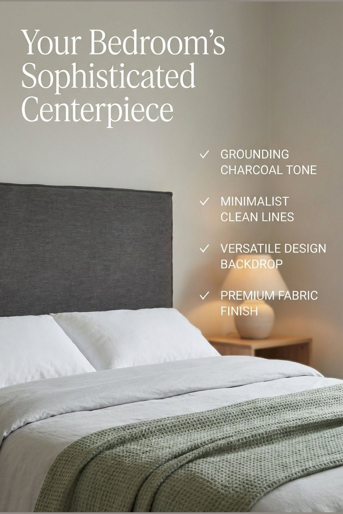 Charcoal Headboard Cover - SlipCo.