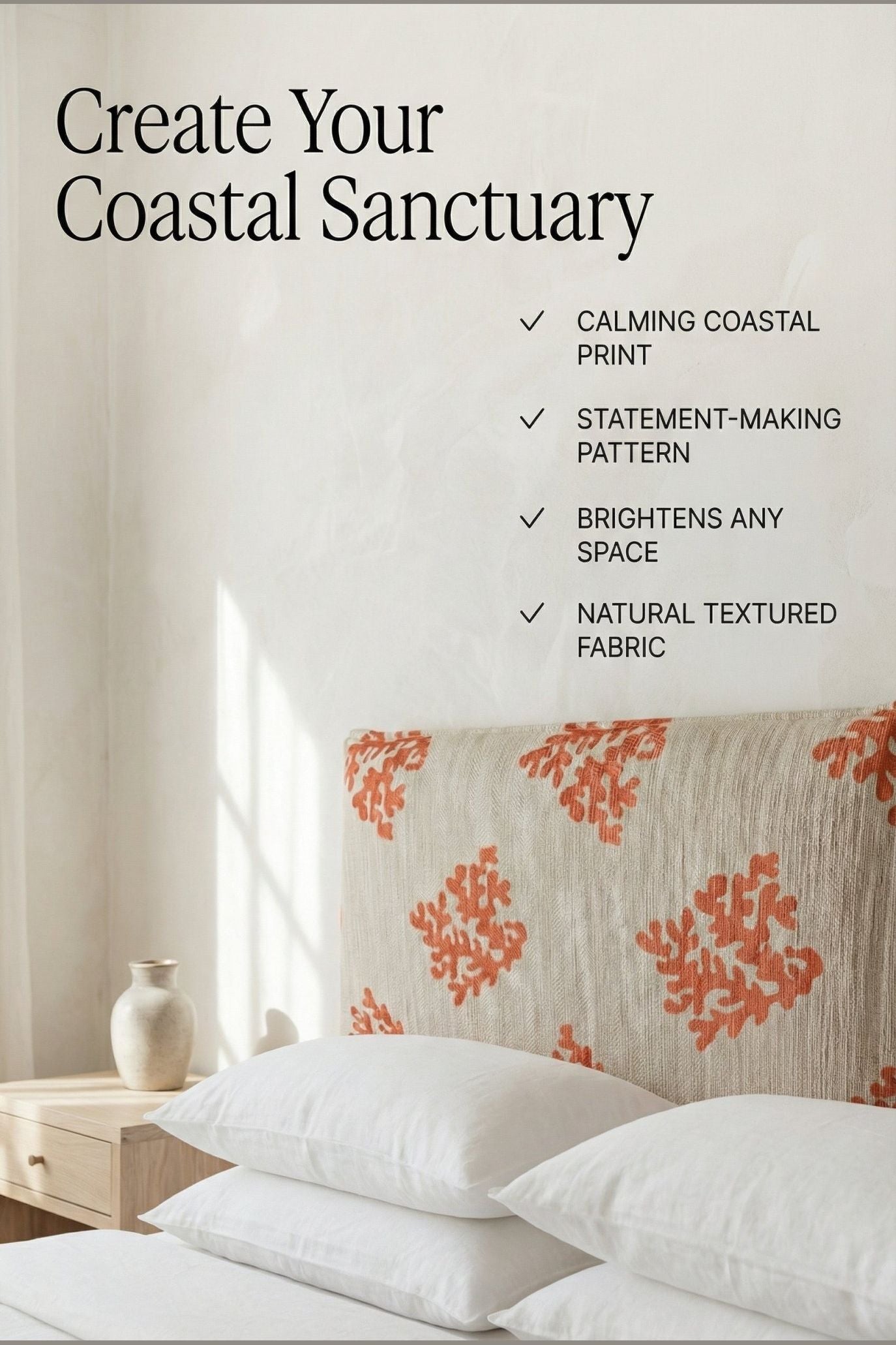 Le Corail Tangerine Headboard Cover - SlipCo.