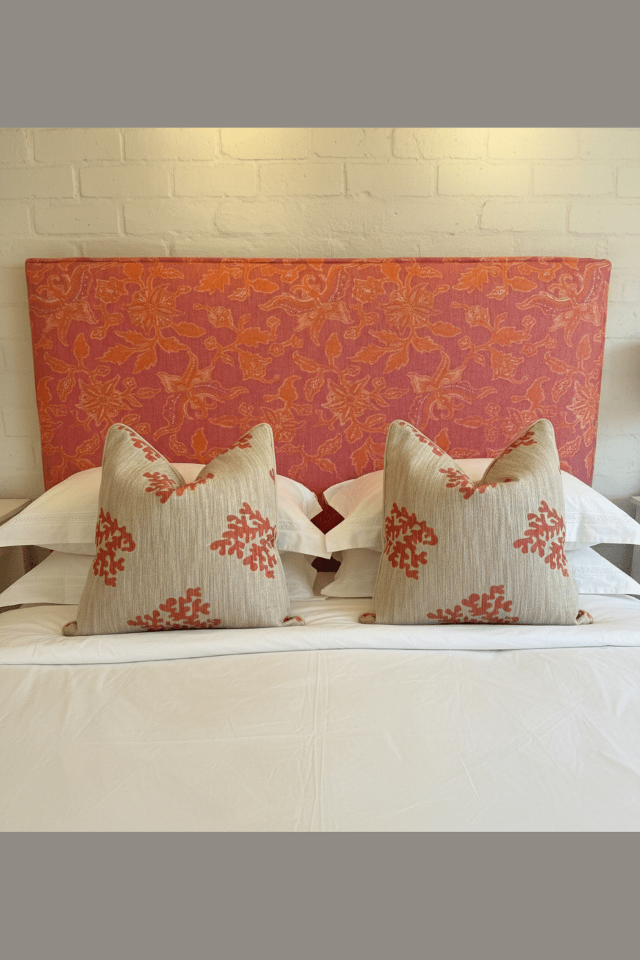 Wild Thing Floral Print Tangerine Headboard Cover - SlipCo.